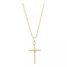Presente Infantil Masculino Cordão Crucifixo Banhado Ouro 18k Dourado C Garantia Caixinha De Brinde Pode Molhar Folheado