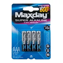 Pilas Baterias Alcalinas Aaa Maxday Calidad Pack 4 Uni 1,5v 