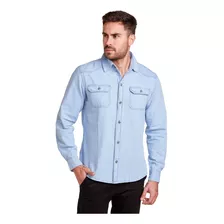 Camisa Social Masculina Jeans Manga Longa Long Fit Slim Luxo