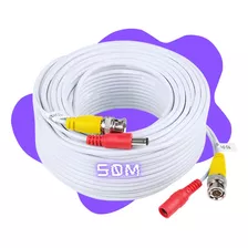 Cabo Coaxial 50m Macho P4 Bnc Camera Segurança Monitoramento