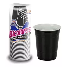 Vasos Negros Bicolor Para Fiesta Desechable 20 Pzas 18 Onzas