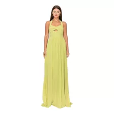 Vestido Largo Verde Limon Cut Out