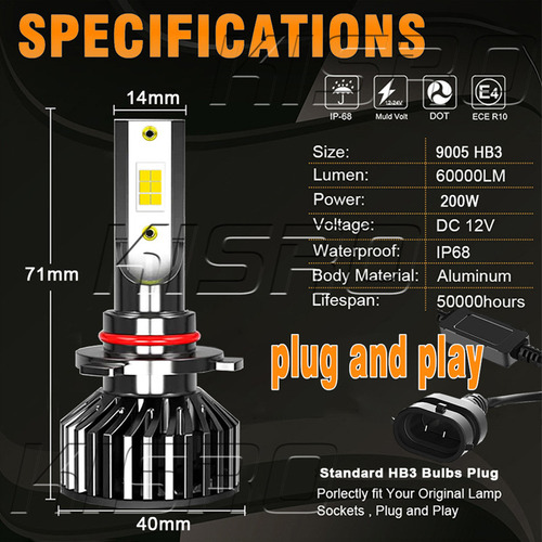 H Para Saturn Sw1 Sw2 Sl Sl1 Sl2 Kit De Faros Led 60000lm Foto 4