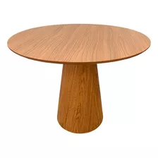 Mesa De Jantar Cone Redonda 107 / 110cm Laminada Em Freijó