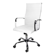 Silla Oficina Ejecutiva Moderna Giratoria Cromada Blanca Msi