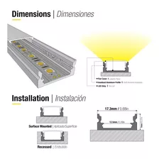 Perfil Varilla De Aluminio De Aplicar O Embutir Para Tira Led X 2m Demasled