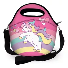 Bolsa Lancheira Térmica Escolar Infantil - Unicórnio Rosa