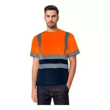 Remera Básica Manga Corta Reflectivo Naranja Azul