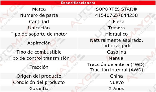 Soporte Tacn De Motor Tras 850 5 Cil 2.4l Std Turbo 93-97 Foto 2