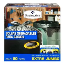 Bolsas De Basura Extra Jumbo Member´s Mark (50 Bolsas) 208 L Color Negro