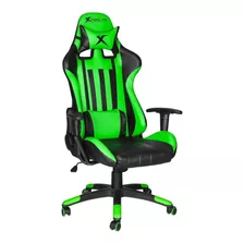 Silla De Escritorio Xtrike Me Gc-905 Gamer Ergonómica Verde Y Negro Con Tapizado De Cuero Sintético