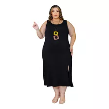 Vestido Midi Plus Size Com Fenda Tendência