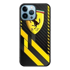 Funda Protector Para iPhone Ferrari Lineas Cars Amarillo