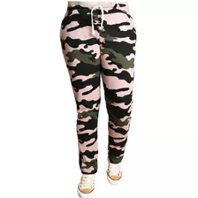 Pantalón Recto Jogging Frisado Camuflado Premium Mujer 