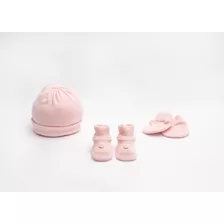 Kit Sapato Touca E Luva Para Bebê Recém Nascido Tricô 