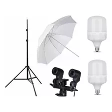 Kit Foto Estudio Tripode + Sombrilla + Socket Doble Bombill 