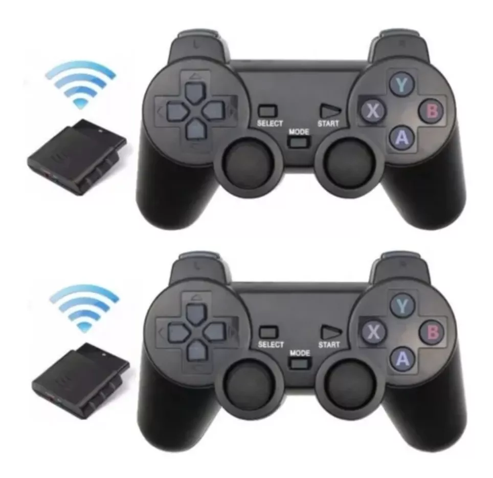 2 Controles P/ Play Station 2 Ps2 Sem Fio Compativel Ps1 Ps2