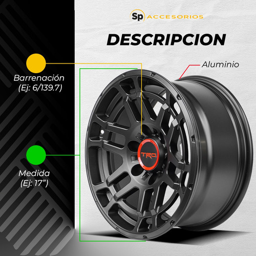 Rines 17 Toyota Trd Pro Toyota Tacoma 2007/2020 6/139 Calid Foto 7