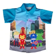 Kit Camisa Tal Pai Tal Filho Vingadores Baby Infantil 