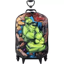 Mochila Escolar Infantil Incrível Hulk Com Rodinhas Triplas