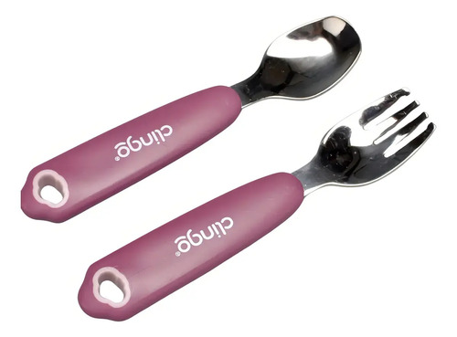 Talher Infantil Aço Inoxidável Refeição Com Estojo Clingo Rosa
