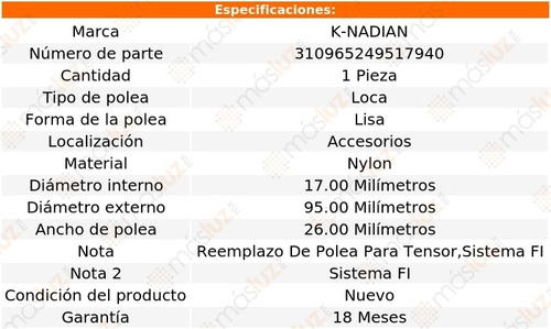 Polea Lisa Nylon Mercedes-benz Ml320 V6 3.2l 98-03 K-nadian Foto 3