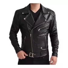 Campera De Cuero Rockera. Estilo Alfa