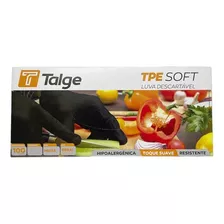 Luva Descartável Tpe Soft Talge Com 100un Cor Preto Tamanho G