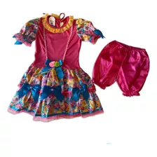Vestido Festa Junina Rosa Xadrez Infantil Menina