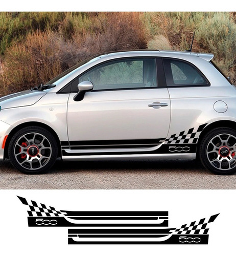 Par Stickers Franjas Laterales Fiat 500 Racing Mod Flag Foto 4