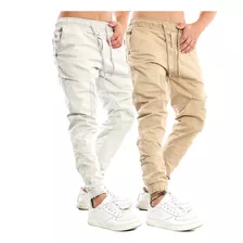 Kit Calça Jeans Masculina Com Lycra Elastano Punho Jogger 