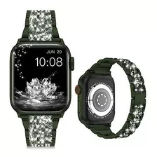 Malla Para Apple Watch Series1-7 Brillos Verde 38/40/41mm