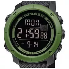 Relógio De Pulso Nautilus N002p Com Corpo Preto, Digital, Para Masculino, Com Correia De Silicone Cor Preto E Verde E Fivela Simples