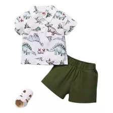 Ropa Bebé Niño Conjunto Camiseta Dinosaurios Y Shorts