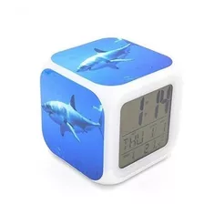 Egs Reloj Despertador Digital Con Diseño De Tiburón Blanco Y