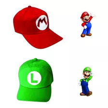 Kit Com 2 Boina Chapéu Touca Super Mario Bros Mario & Luigi