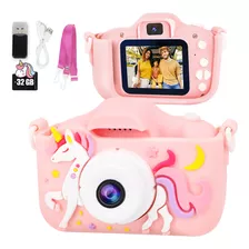 Mini Cámara Fotográfica Digital Para Niños Con Funda Y 32 Gb