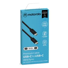 Cabo Motorola Usb-c Para Usb-c 1.5m Acabamento Cordão Preto