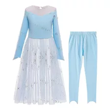 Conjunto Vestido Com Legging Elsa Frozen 2 Tam 8/10 Anos 