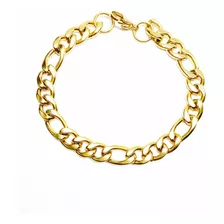 Pulseira Masculina Aço Banhada A Ouro 3x1 - 8mm - Grossa 01