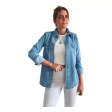 Camisa Jean Mujer Manga Larga Vestir Casual Importada Canchera Talles