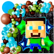 50 Art Globos Minecraft Steve Juego Creeper Cuadrado 