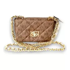 Bolsa Bebe Liv Monogram Crossbody Bandolera Al Hombro Taupe 