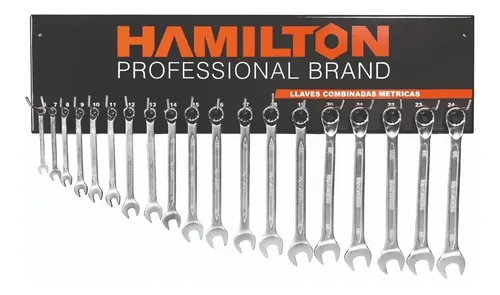 Llaves Combinadas Hamilton Juego 6 A 24 Milimetros 19 Pz Tablero Cod. Exsmc Dgm Gris