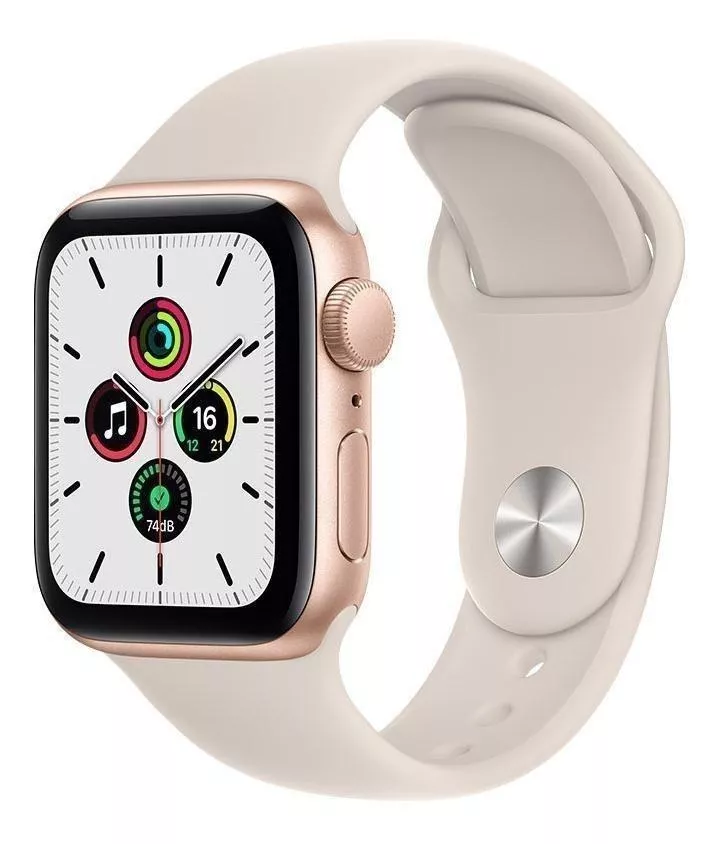 Apple Watch Se (gps, 40mm) - Caja De Aluminio Color Oro - Correa Deportiva Blanco Estelar