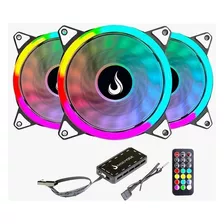 Kit 3 Fans Cooler Led Argb 120mm Rise Energy + Controladora