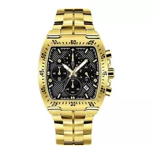 Relógio Wwoor Masculino Militar Luxo Quartzo - Gold / Black Cor Da Correia Dourado Cor Do Bisel Dourado