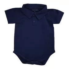 Body Polo Bebê 100%algodão Menino Azul Marinho Promoção Full