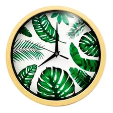 Reloj Pared Tropical Plastico Marco Simil Madera Ent