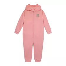 Pijama Niña Polar Sustentable C/gorro Liso Rosa H2o Wear